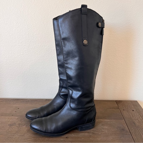 Sam Edelman
Penny Black Leather Back Zip Block Heel Riding Boots Size 7 - Picture 3 of 17